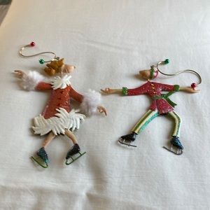 Metal Christmas ornaments.